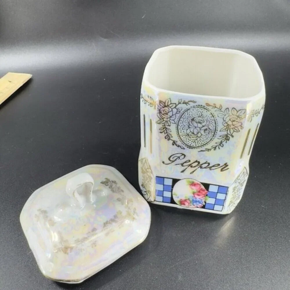Victoria Lusterware Pepper Spice Canister Jar Box Container W Lid Czechoslovakia